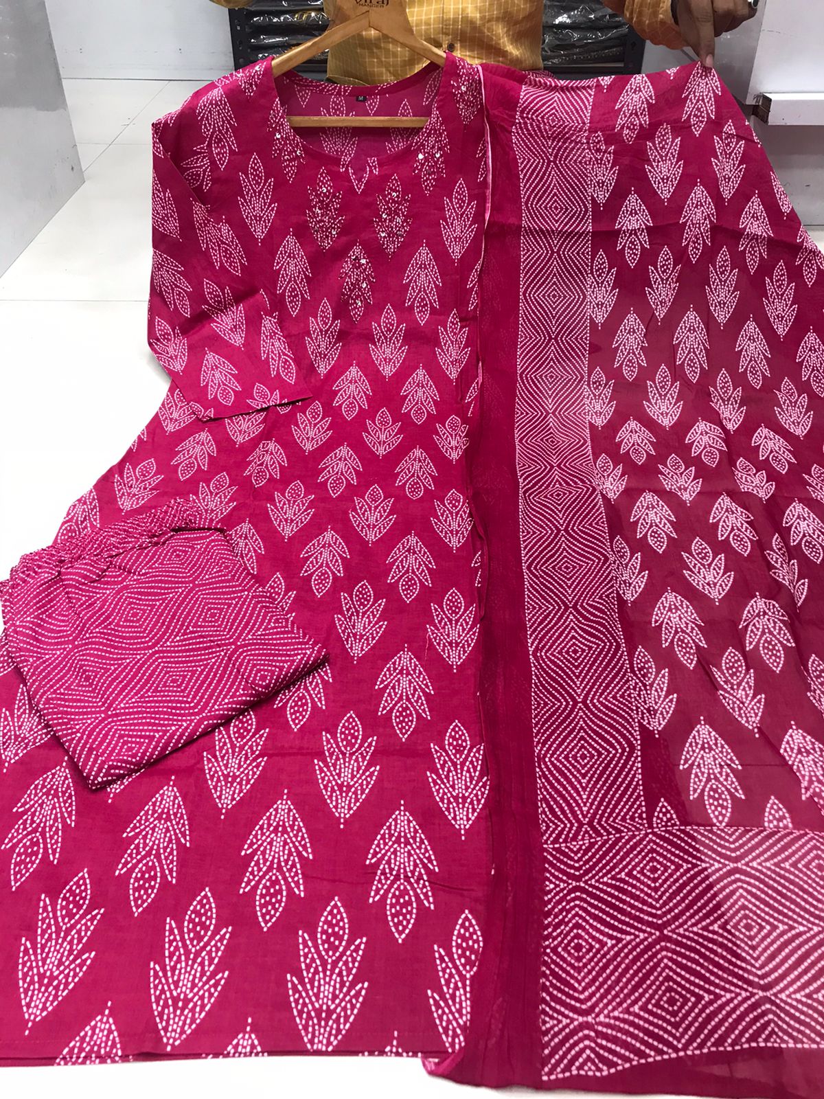 Vt Designer Printed With Handwork Cotton Kurti With Bottom Dupatta Wholesale Market In Surat